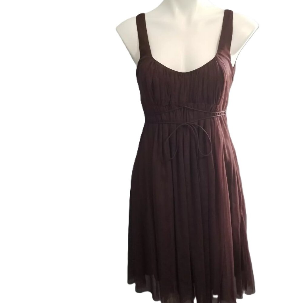 Anthropologie Moulinette Soeurs Brown Tulle Pleated Sleeveless Dress Size 12 NWT - Picture 5 of 13